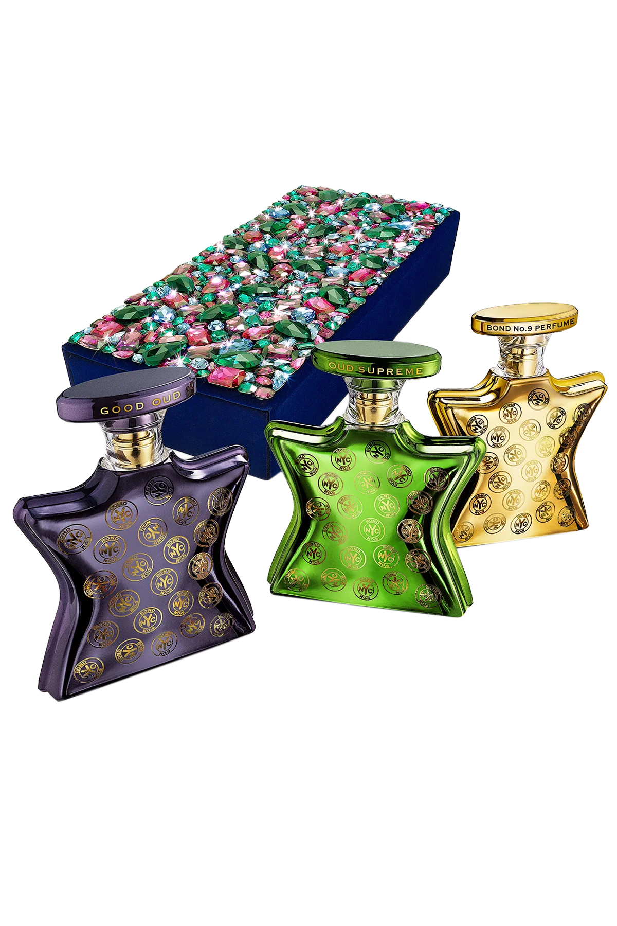 BOND NO. 9 LUXE TRIO OF OUDS IN SWAROVSKI DARK ROSE & TANZANITE